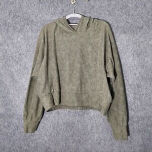 Athleta Sweatshirt M Farallon Camo Oversize Hooded Olive Athleisure Gym